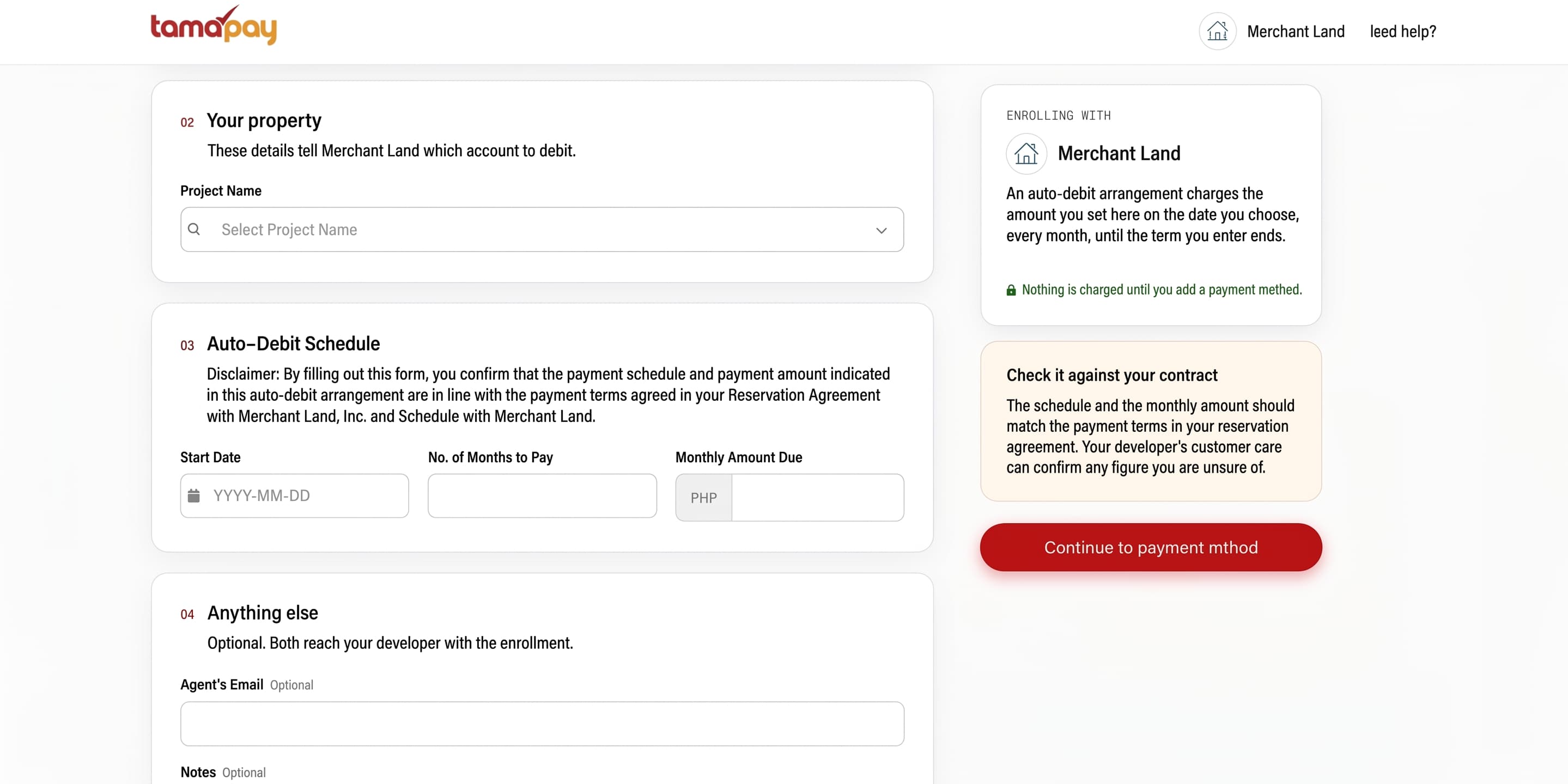 Auto-debit — enrolment and schedule